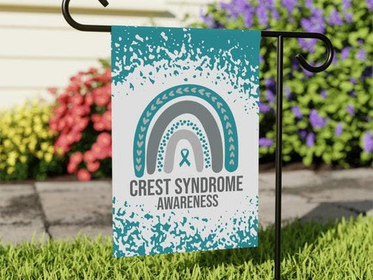 CREST Syndrome Awareness Garden Flag | Welcome Sign | New Home | Decorative House Banner | Teal Awareness Ribbon | Rare Disease Support