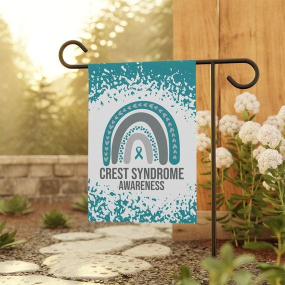 CREST Syndrome Awareness Garden Flag | Welcome Sign | New Home | Decorative House Banner | Teal Awareness Ribbon | Rare Disease Support