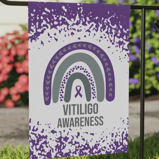 Vitiligo Awareness Garden Flag | Welcome Sign |  New Home | Decorative House Banner  | Purple Awareness Ribbon | Rare Disease Support