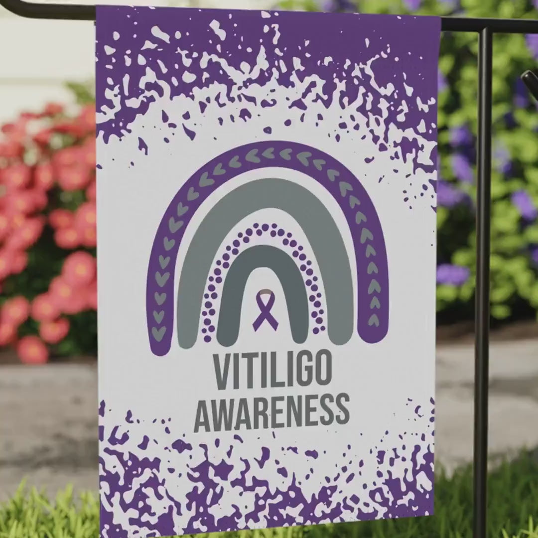 Vitiligo Awareness Garden Flag | Welcome Sign |  New Home | Decorative House Banner  | Purple Awareness Ribbon | Rare Disease Support