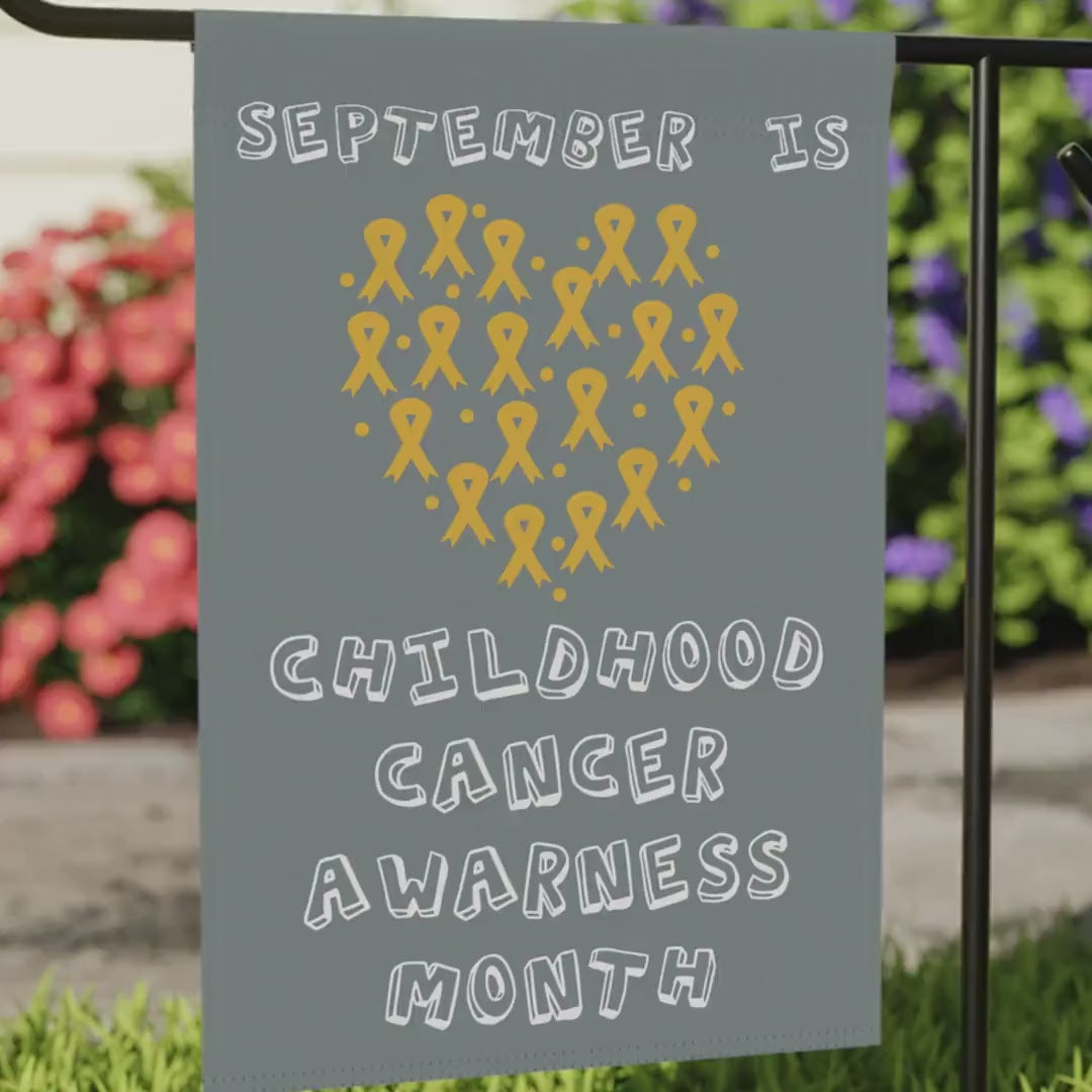 Childhood Cancer Awareness Month Garden Flag | September | Welcome Sign New Home | Decorative House Flag Banner | Gold Ribbon Awareness