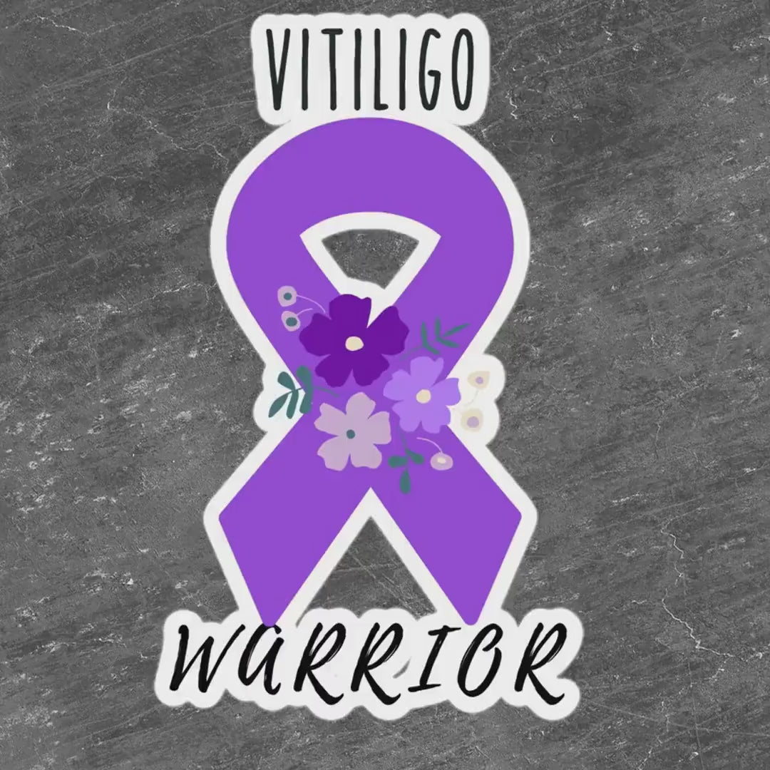 Vitiligo Warrior Sticker | Purple Awareness Ribbon Decals | Laptop Stickers | Empowering Decals for Warriors