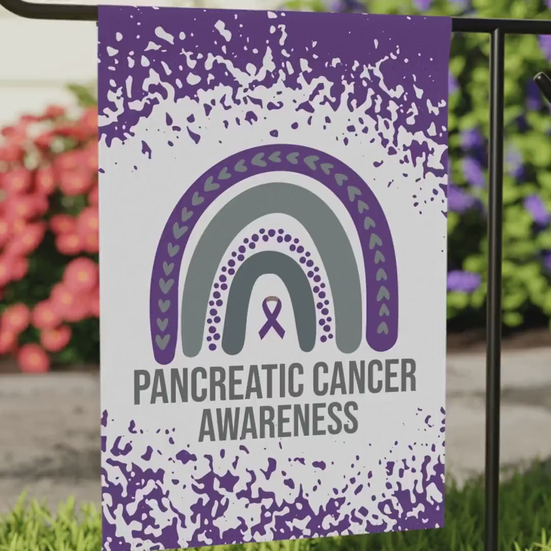 Pancreatic Cancer Awareness Garden Flag | Welcome Sign |  New Home | Decorative House Banner | Purple Awareness Ribbon