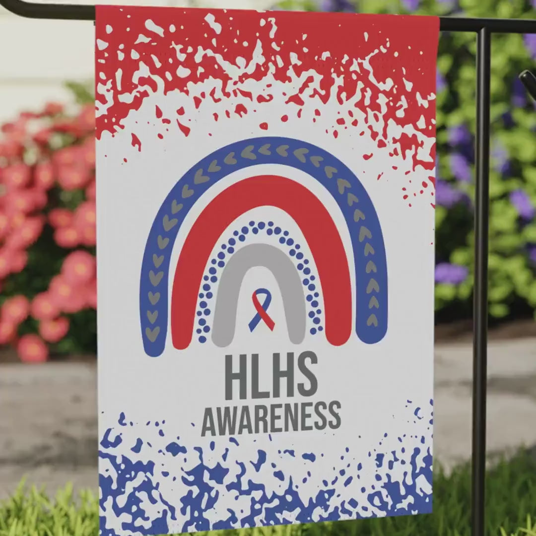 HLHS Awareness Garden Flag - Decorative House Banner | Welcome Sign | Red & Blue Ribbon | Hypoplastic Left Heart Syndrome
