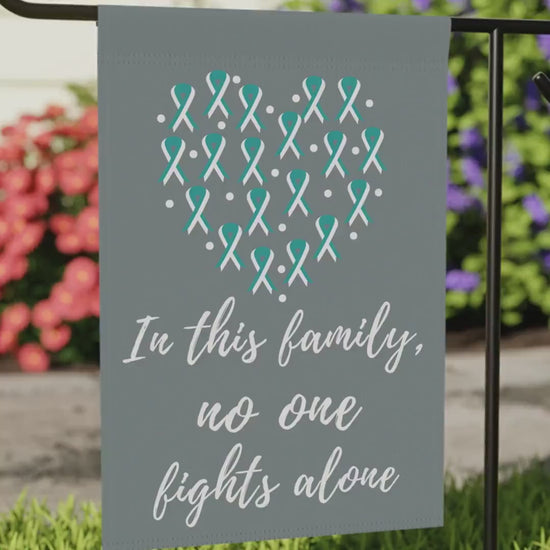 Cervical Cancer Awareness Garden Flag | Welcome Sign |  New Home | Decorative House Banner | Teal Awareness Ribbon  | Cancer Support