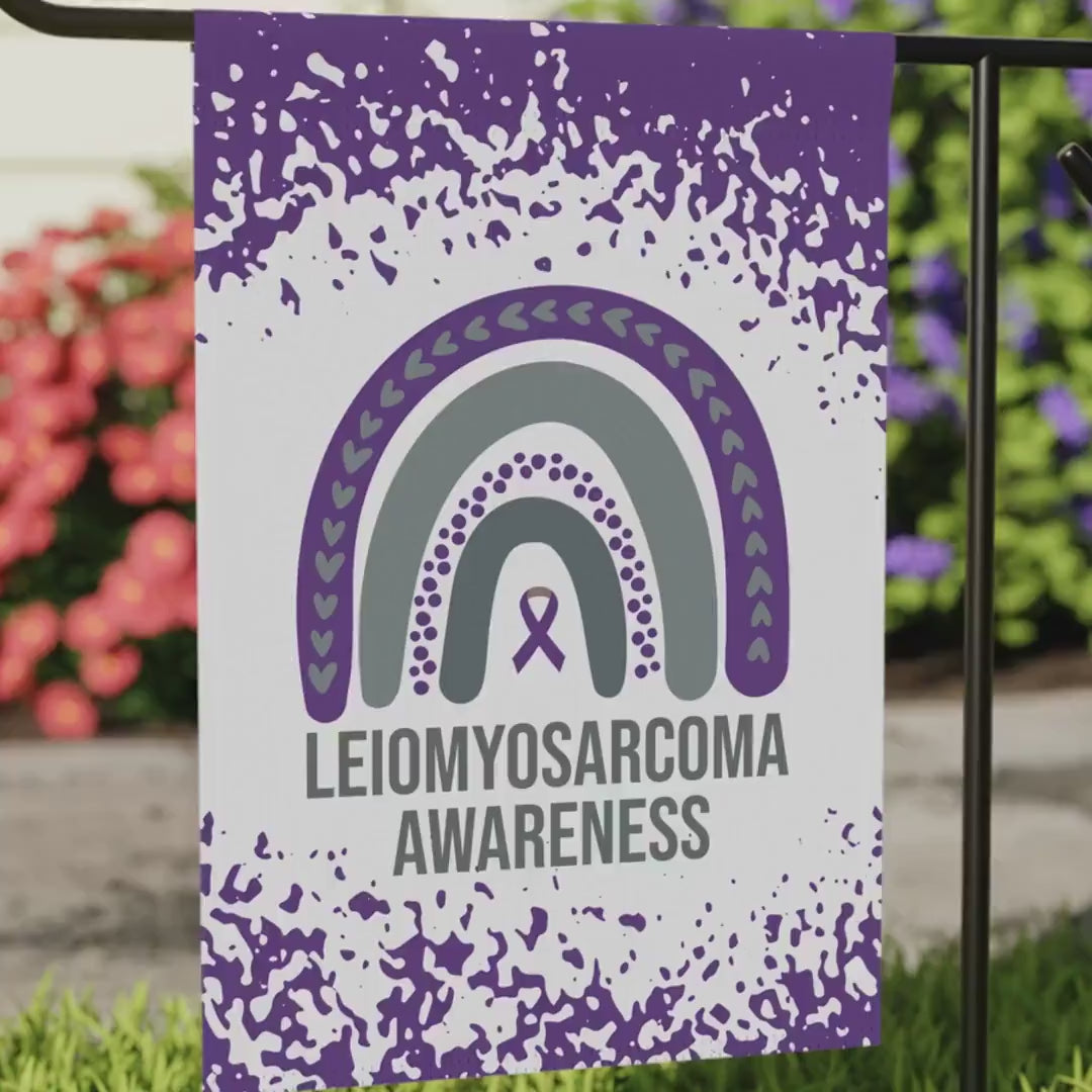 Leiomyosarcoma Awareness Garden Flag | Welcome Sign |  New Home | Decorative House Banner | Purple Awareness Ribbon  | Cancer Support