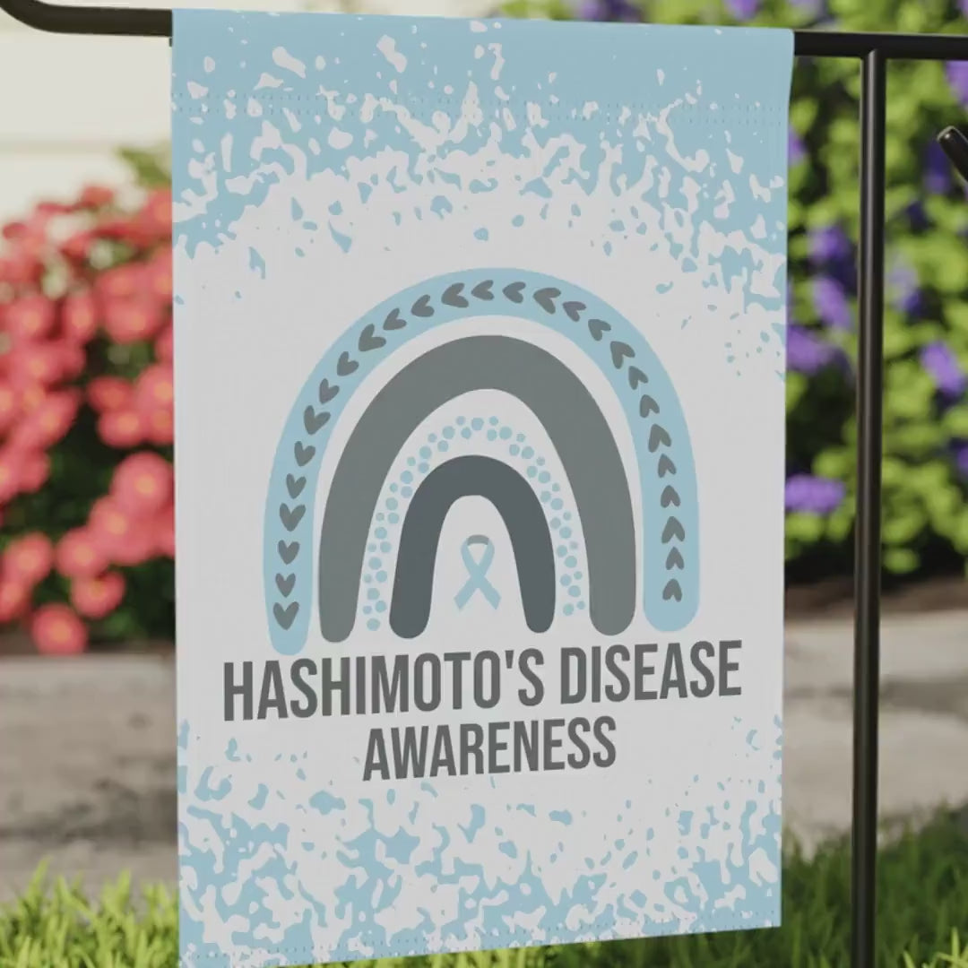 Hashimoto's Disease Awareness Garden Flag | Welcome Flag | Garden Decor | Light Blue Ribbon Awareness