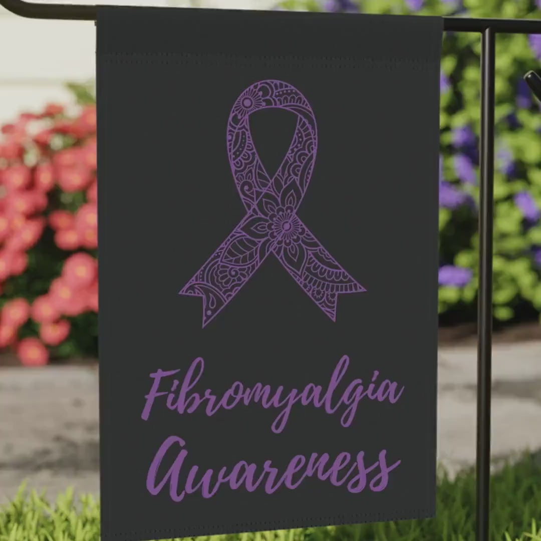 Fibromyalgia Awareness Garden Flag | Welcome Sign |  New Home | Decorative House Banner | Purple Awareness Ribbon | Fibro Support