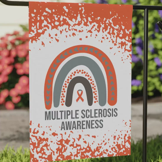 Multiple Sclerosis Awareness Garden Flag | Welcome Sign |  New Home | Decorative House Banner | Orange Awareness Ribbon  | MS Support