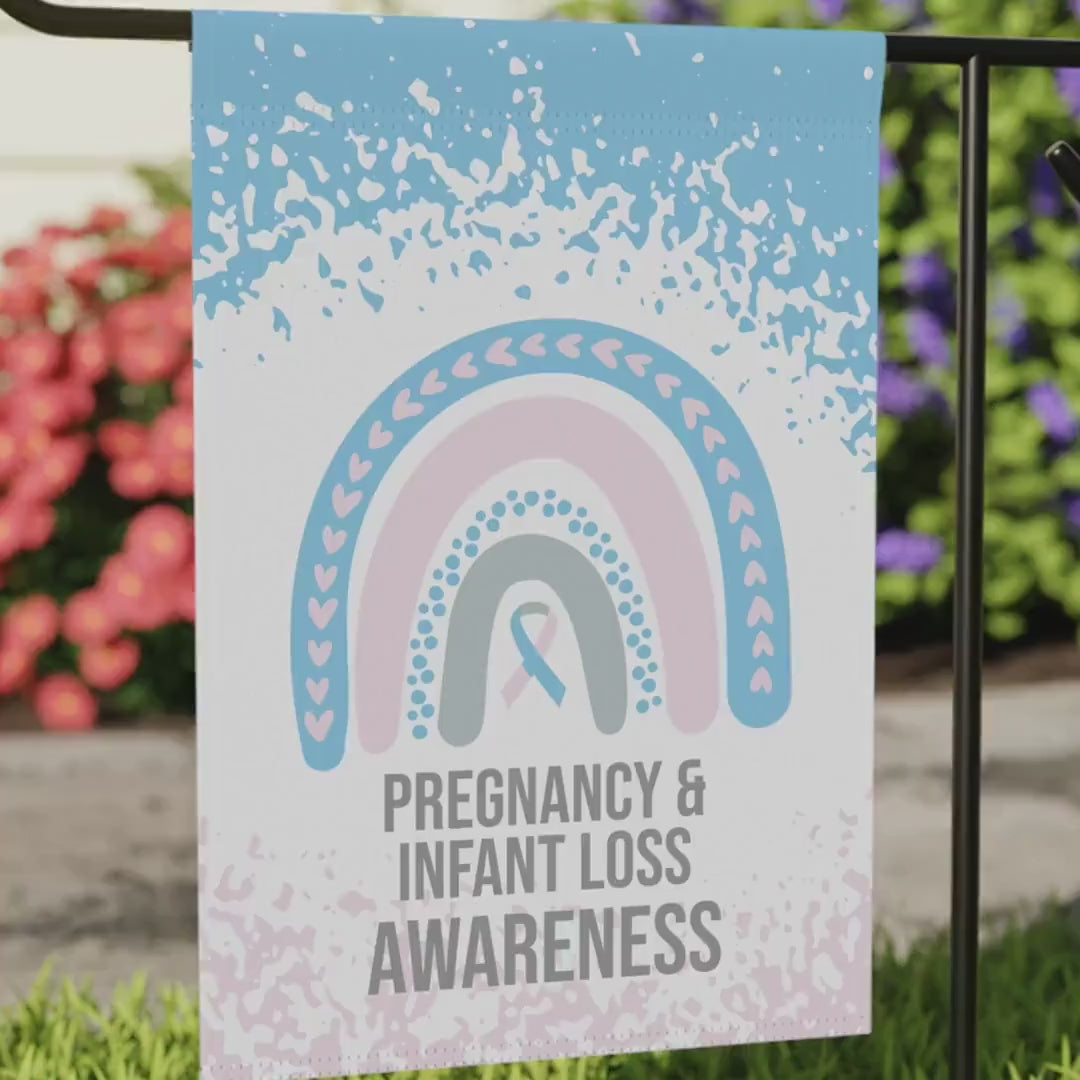 Pregnancy and Infant Loss Awareness Garden Flag | Welcome Sign |  New Home | Decorative House Banner | Awareness Ribbon  | Cancer Support