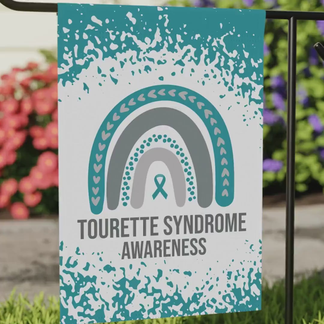 Tourette Syndrome Awareness Garden Flag | Welcome Sign |  New Home | Decorative House Banner | Teal Awareness Ribbon  | Support