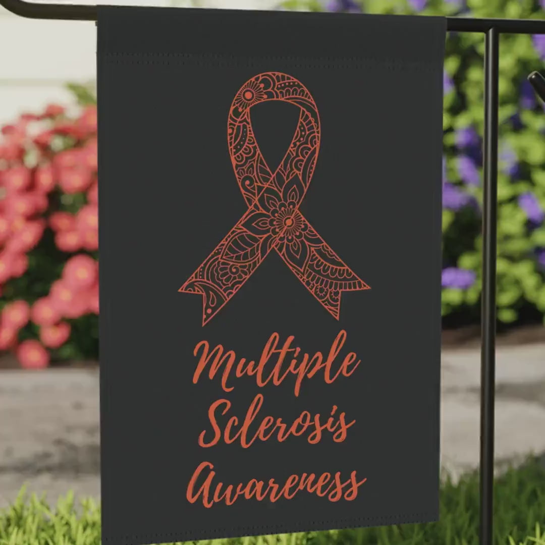 Multiple Sclerosis Awareness Garden Flag | Welcome Sign |  New Home | Decorative House Banner | Orange Awareness Ribbon  | Spoonie Support