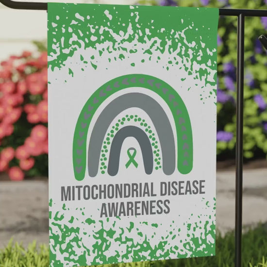 Mitochondrial Disease Awareness Garden Flag | Welcome Sign |  New Home | Decorative House Banner | Green Awareness Ribbon  | Rare Support