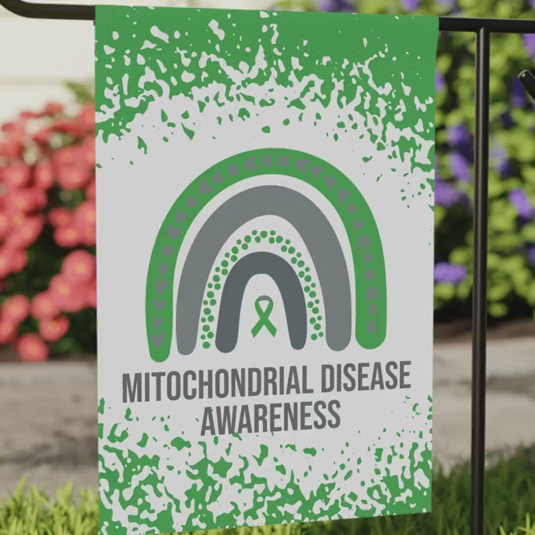 Mitochondrial Disease Awareness Garden Flag | Welcome Sign |  New Home | Decorative House Banner | Green Awareness Ribbon  | Rare Support
