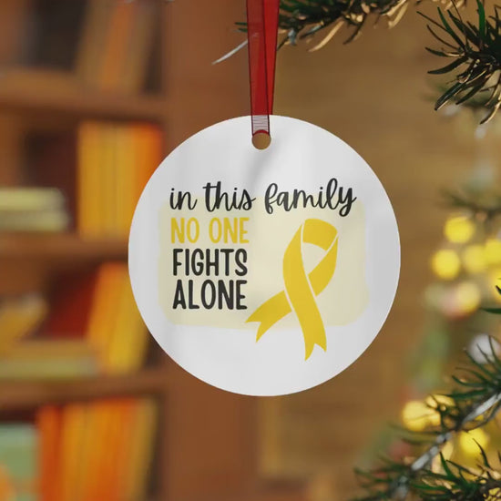 Childhood Cancer Ornament - Gold Ribbon Awareness - Family Support & "In This Family No One Fights Alone" Gift