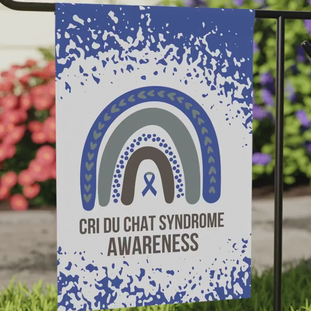 Cri du Chat Syndrome Awareness Garden Flag | Welcome Sign |  New Home | Decorative House Banner | Blue Awareness Ribbon  | Support