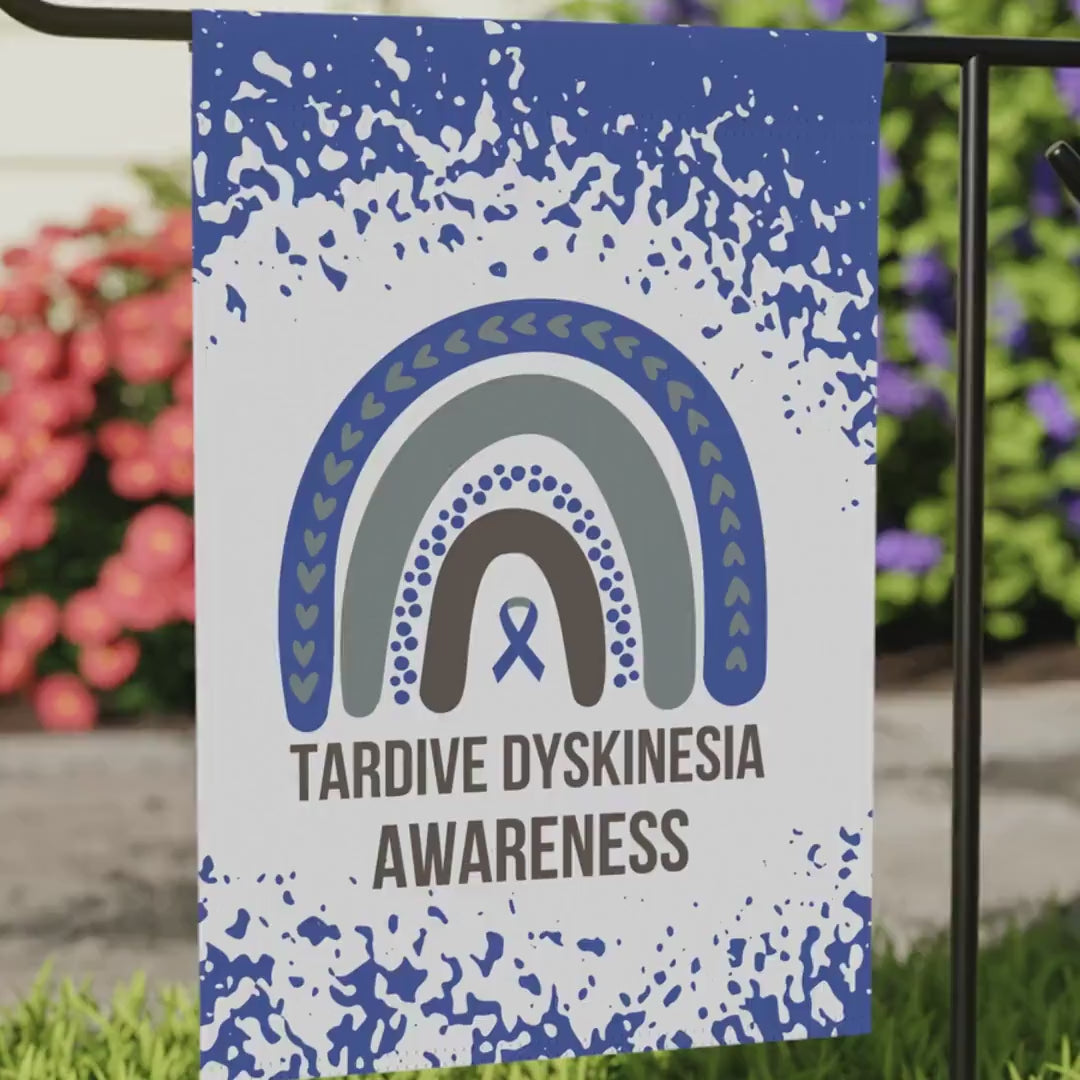 Tardive Dyskinesia Awareness Garden Flag | Welcome Sign |  New Home | Decorative House Banner | Blue Awareness Ribbon  | Support
