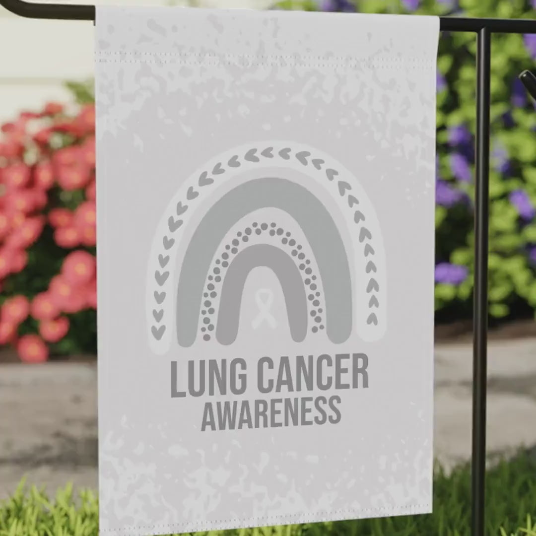 Lung Cancer Awareness Garden Flag | Welcome Sign |  New Home | Decorative House Banner | White Awareness Ribbon  | Support
