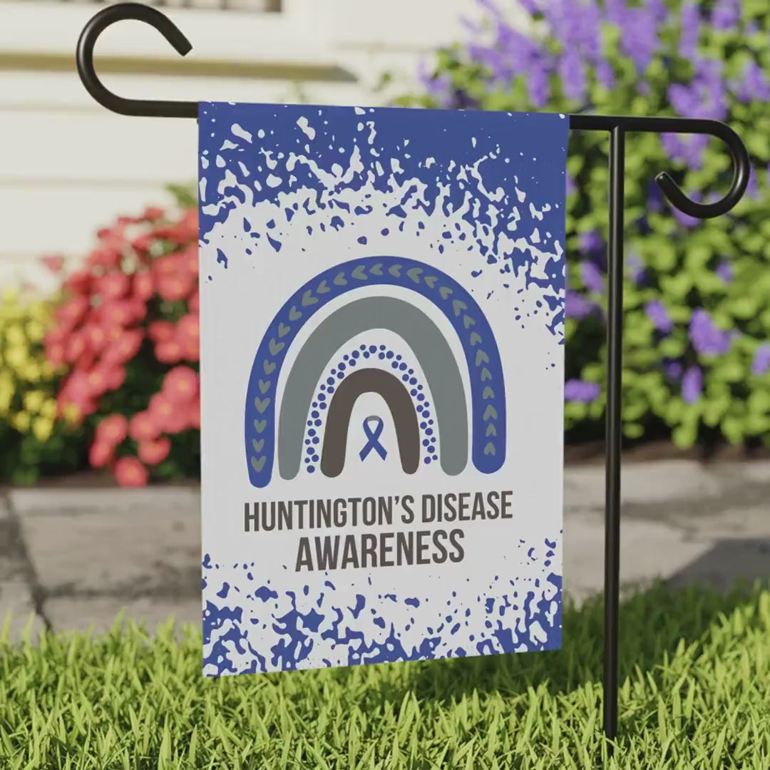 Huntingtons Disease Awareness Garden Flag | Welcome Sign |  New Home | Decorative House Banner | Blue Awareness Ribbon  | Support
