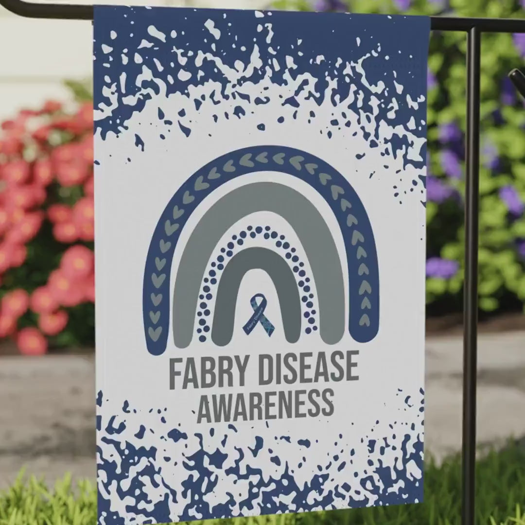 Fabry Disease Awareness Garden Flag | Welcome Sign |  New Home | Decorative House Banner | Blue Awareness Ribbon  | Support