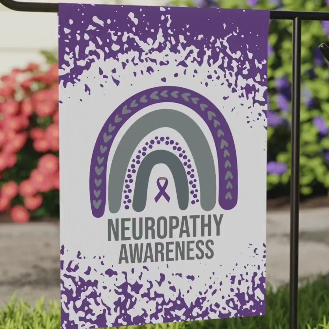 Neuropathy Awareness Garden Flag | Welcome Sign |  New Home | Decorative House Banner | Purple Awareness Ribbon