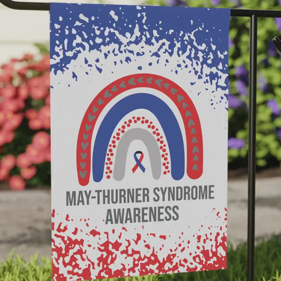 May-Thurner Syndrome Awareness Garden Flag | Welcome Sign | New Home | Decorative House Banner | Red and Blue Awareness Ribbon  | MTS