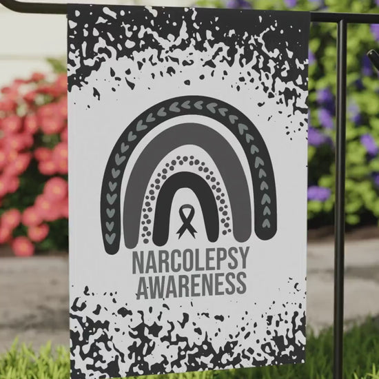 Narcolepsy Awareness Garden Flag | Welcome Sign |  New Home | Decorative House Banner | Black Awareness Ribbon