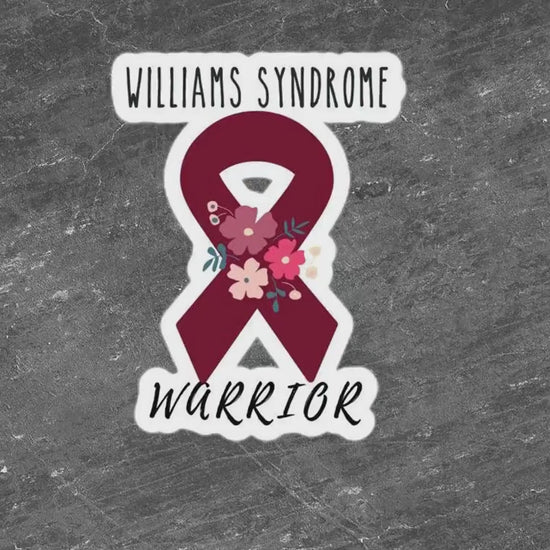 Williams Syndrome Sticker - Chronic Pain Spoonie Decal, Dark Red Ribbon Laptop Sticker, Burgundy Invisible Illness Support