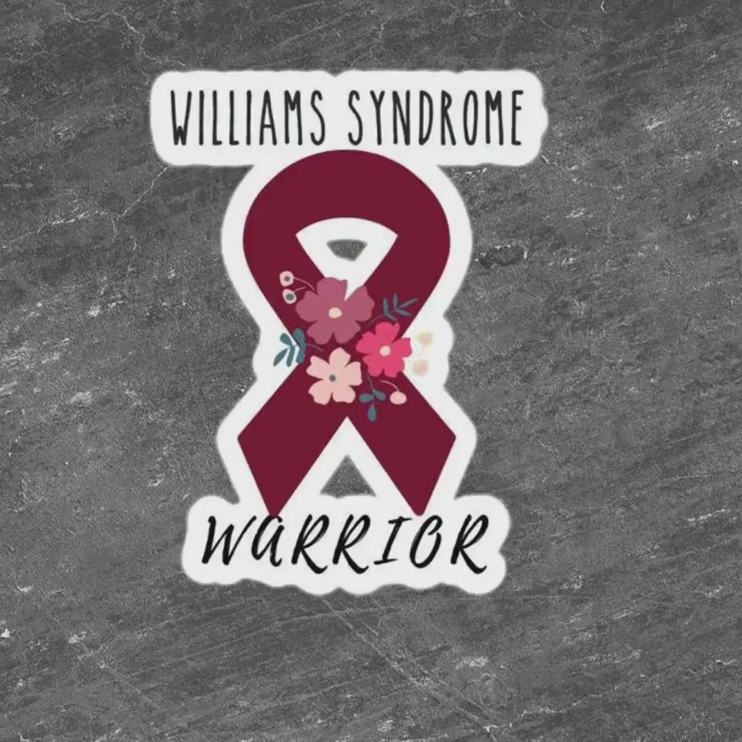 Williams Syndrome Sticker - Chronic Pain Spoonie Decal, Dark Red Ribbon Laptop Sticker, Burgundy Invisible Illness Support