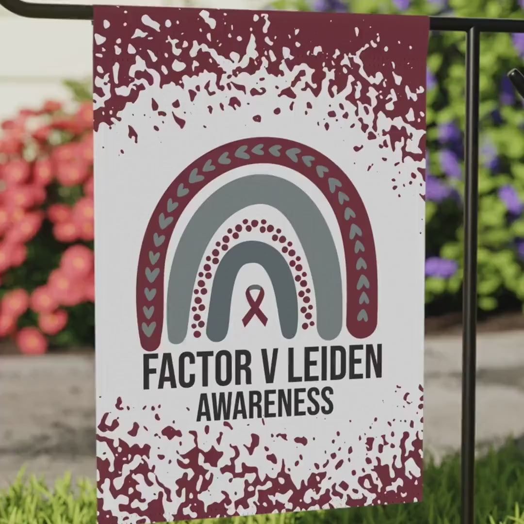 Factor V Leiden Awareness Garden Flag | Welcome Sign |  New Home | Decorative House Banner | Burgundy Awareness Ribbon  | Support