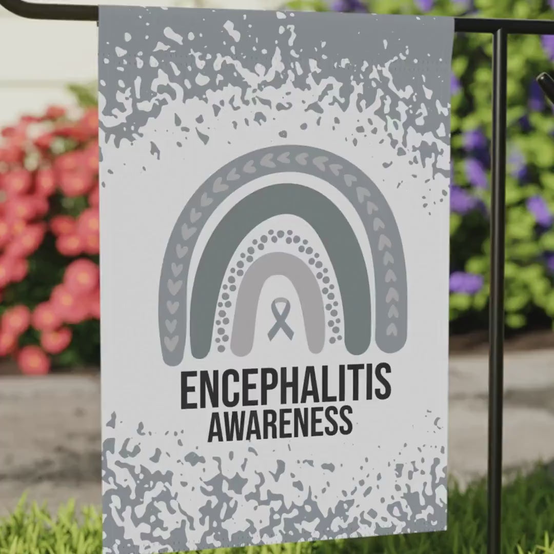 Encephalitis Awareness Garden Flag | Welcome Sign | New Home | Decorative House Banner | Silver Awareness Ribbon  | Support