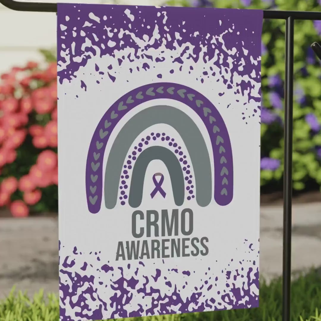 CRMO Awareness Garden Flag | Welcome Sign |  New Home | Decorative House Banner | Purple Awareness Ribbon