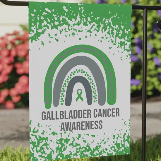 Gallbladder Cancer Awareness Garden Flag | Welcome Sign |  New Home | Decorative House Banner | Green Awareness Ribbon  | Support