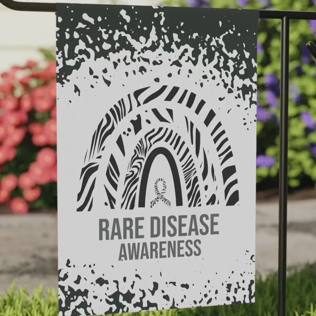 Rare Disease Awareness Garden Flag | Zebra Ribbon Welcome Sign | New Home Decorative House Banner | Support Rare Diseases