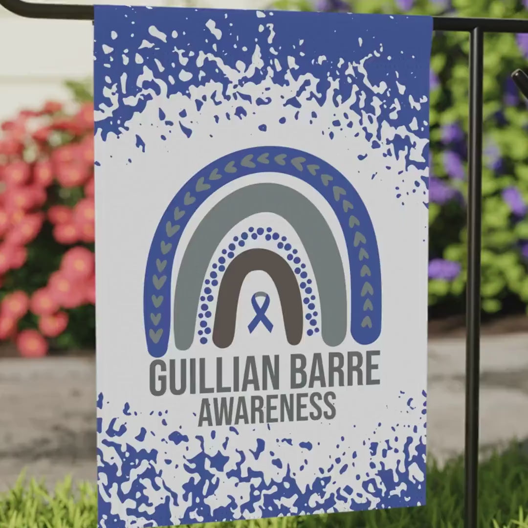 Guillain-Barre Syndrome Awareness Garden Flag | Blue Ribbon Welcome Sign | Supportive Home Decor Banner