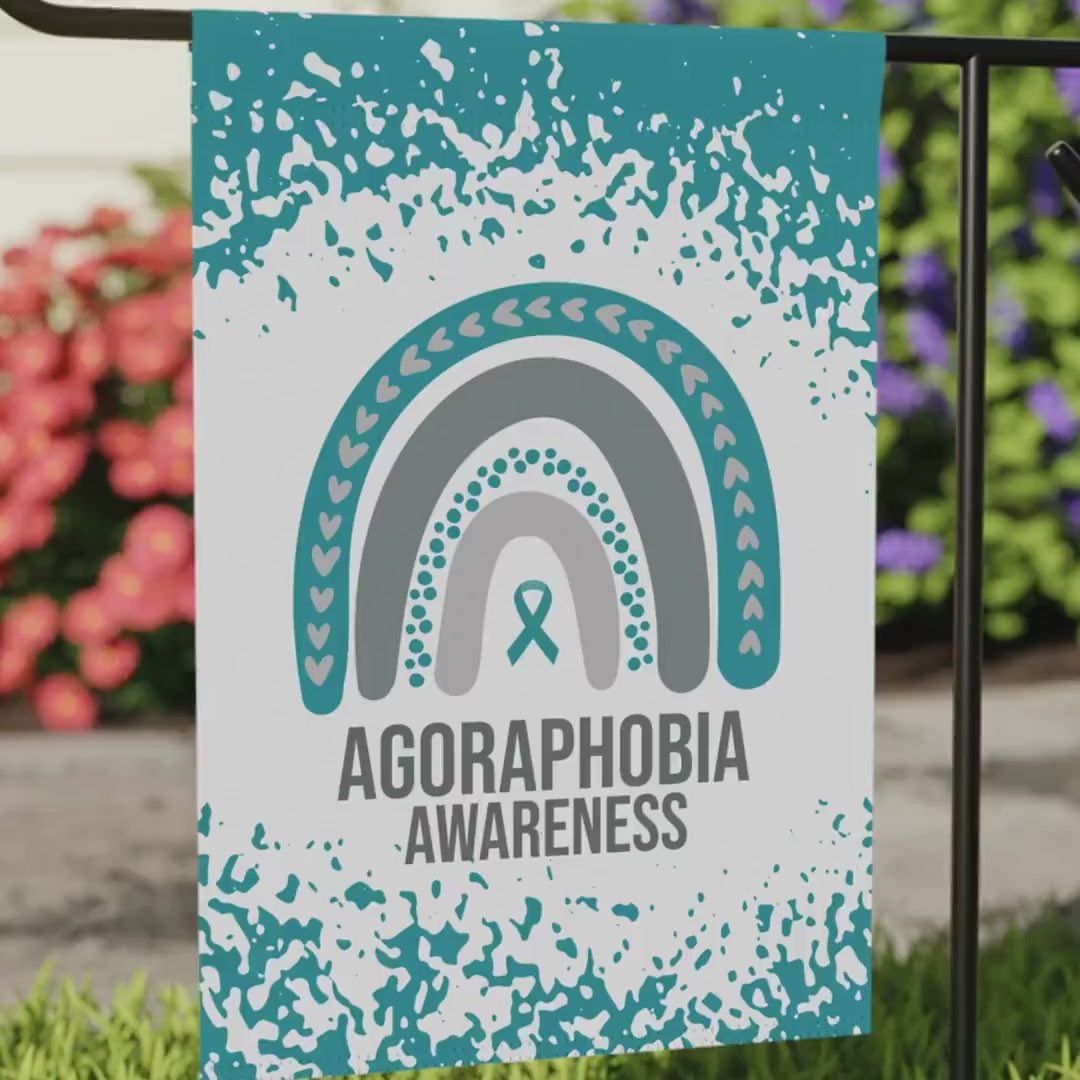 Agoraphobia Awareness Garden Flag | Welcome Sign |  New Home | Decorative House Banner | Teal Awareness Ribbon  | Support