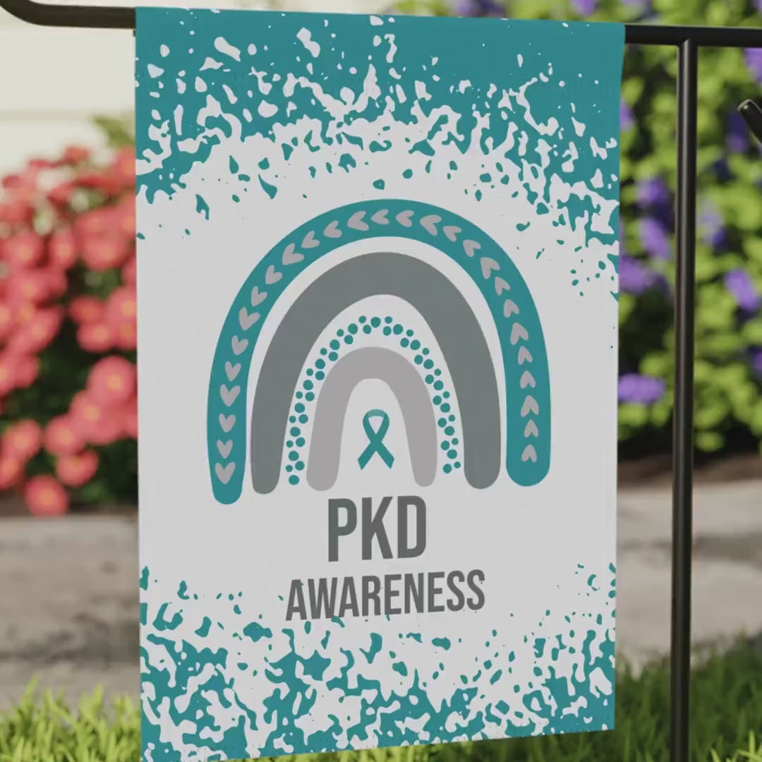 PKD Awareness Garden Flag | Welcome Sign |  New Home | Decorative House Banner | Teal Awareness Ribbon  | Support