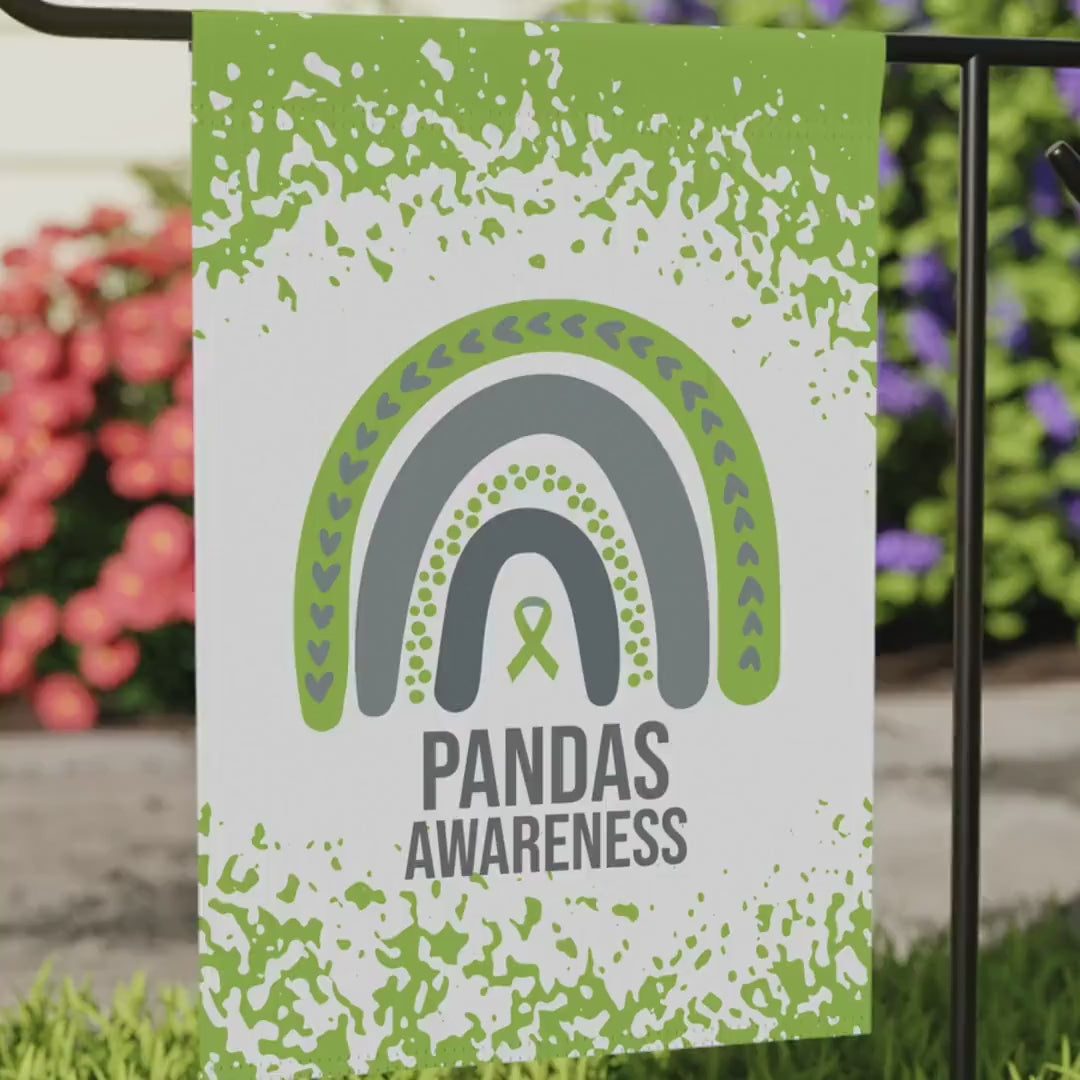 PANDAS Awareness Garden Flag | Welcome Sign |  New Home | Decorative House Banner | Lime green Awareness Ribbon | Rare Disease Support