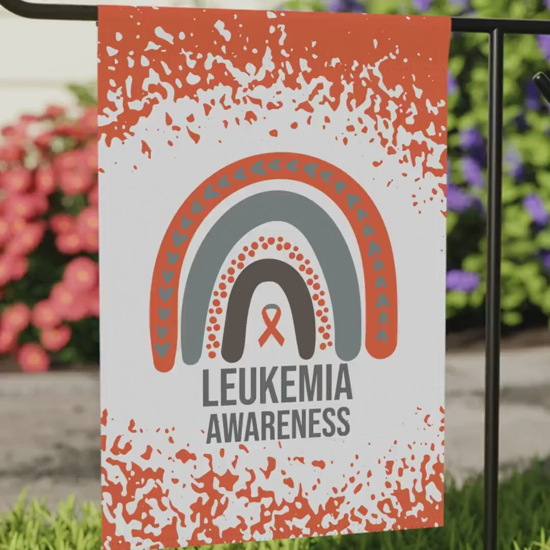 Leukemia Awareness Garden Flag | Welcome Sign |  New Home | Decorative House Banner | Orange Awareness Ribbon  | MS Support