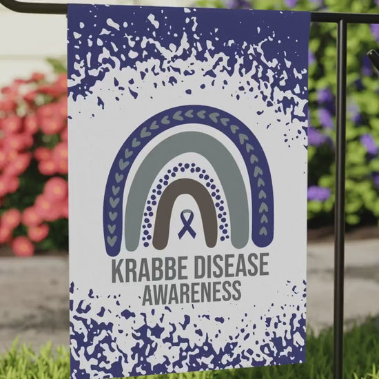 Krabbe Disease Awareness Garden Flag | Welcome Sign |  New Home | Decorative House Banner | Blue Awareness Ribbon  | Support