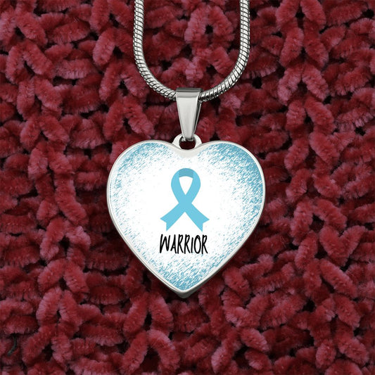 Turquoise Awareness Ribbon Necklace Gift, Heart Pendant Necklace, Snake Chain, Silver Tone, Gold Tone