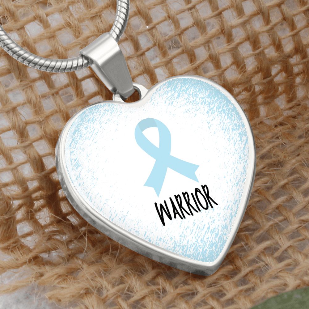 Light Blue Awareness Ribbon Necklace Gift,  Heart Pendant Necklace, Snake Chain, Silver Tone, Gold Tone