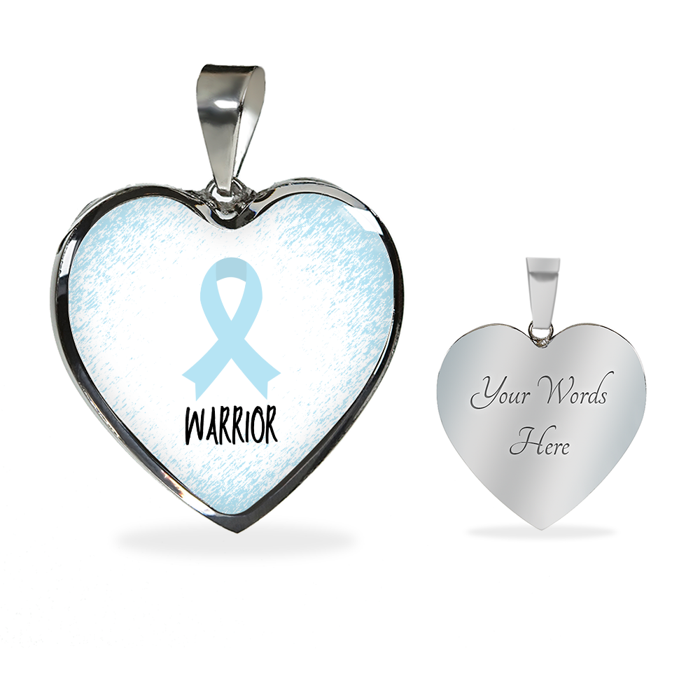 Light Blue Awareness Ribbon Necklace Gift,  Heart Pendant Necklace, Snake Chain, Silver Tone, Gold Tone