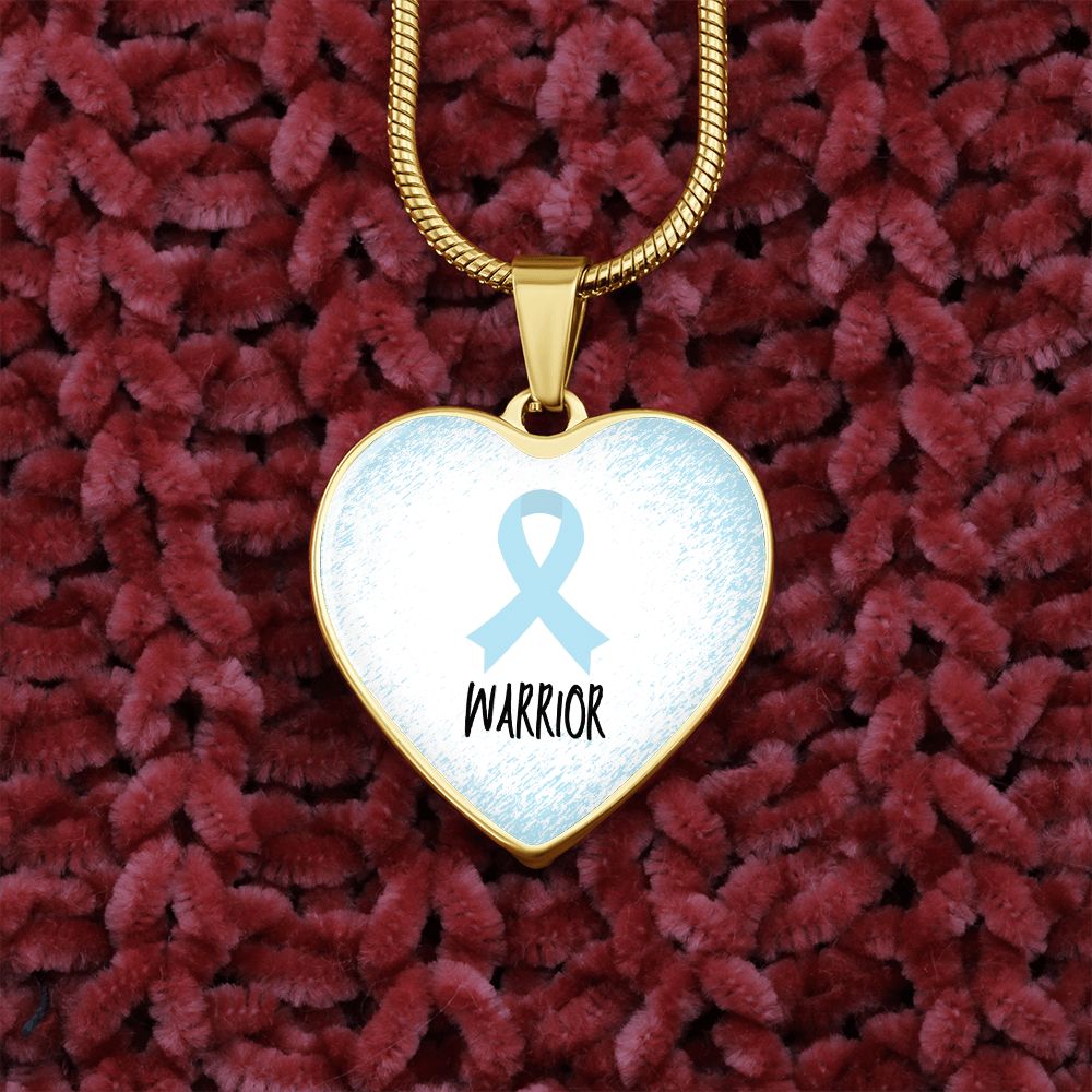 Light Blue Awareness Ribbon Necklace Gift,  Heart Pendant Necklace, Snake Chain, Silver Tone, Gold Tone