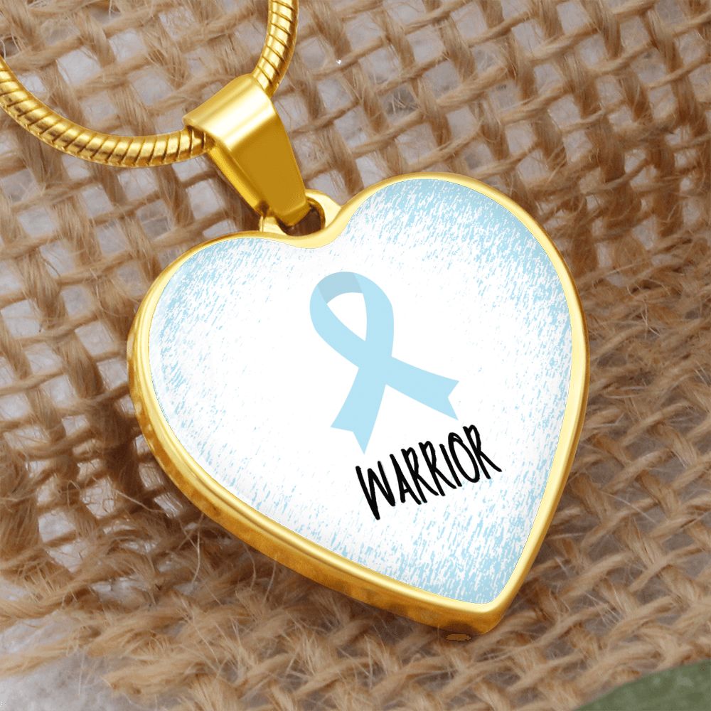 Light Blue Awareness Ribbon Necklace Gift,  Heart Pendant Necklace, Snake Chain, Silver Tone, Gold Tone