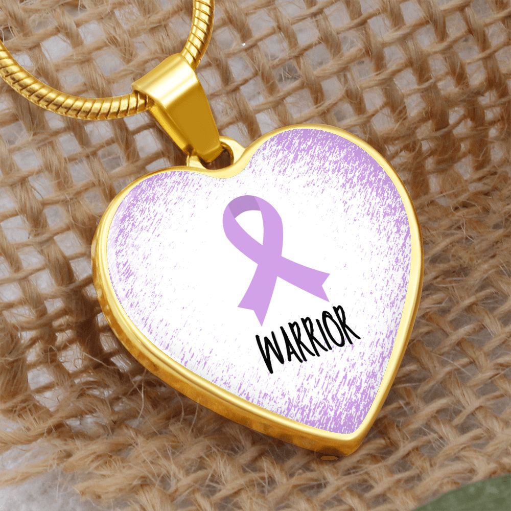 Light Purple Awareness Ribbon Necklace Gift, Heart Pendant Necklace, Snake Chain, Silver Tone, Gold Tone