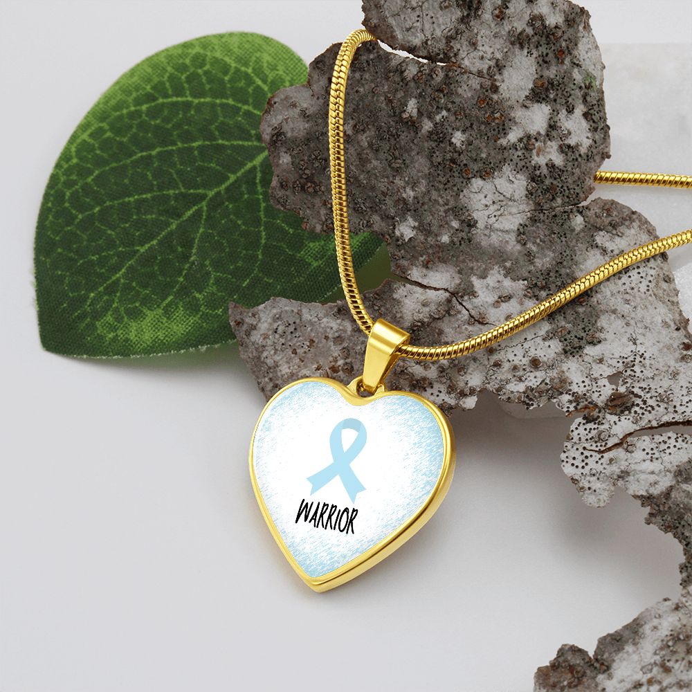 Light Blue Awareness Ribbon Necklace Gift,  Heart Pendant Necklace, Snake Chain, Silver Tone, Gold Tone