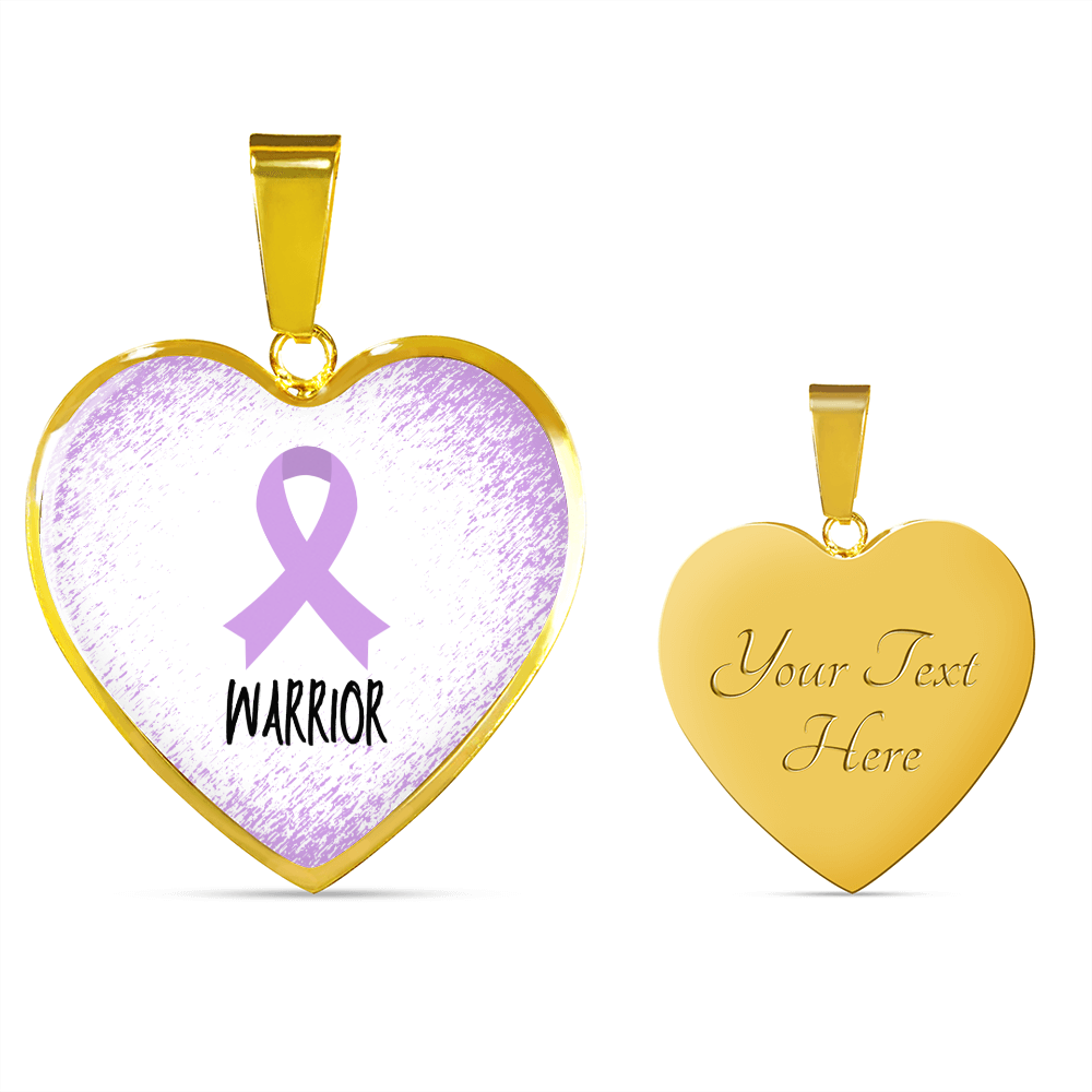 Light Purple Awareness Ribbon Necklace Gift, Heart Pendant Necklace, Snake Chain, Silver Tone, Gold Tone