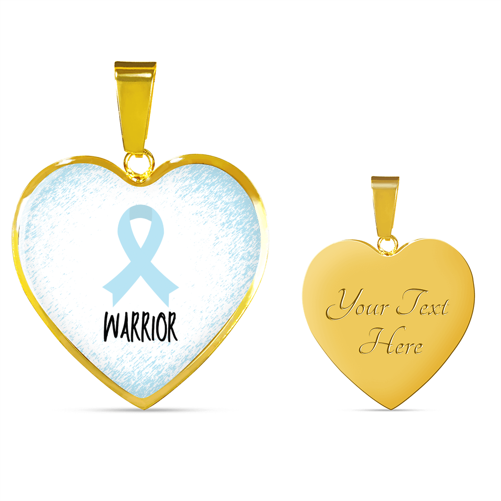 Light Blue Awareness Ribbon Necklace Gift,  Heart Pendant Necklace, Snake Chain, Silver Tone, Gold Tone