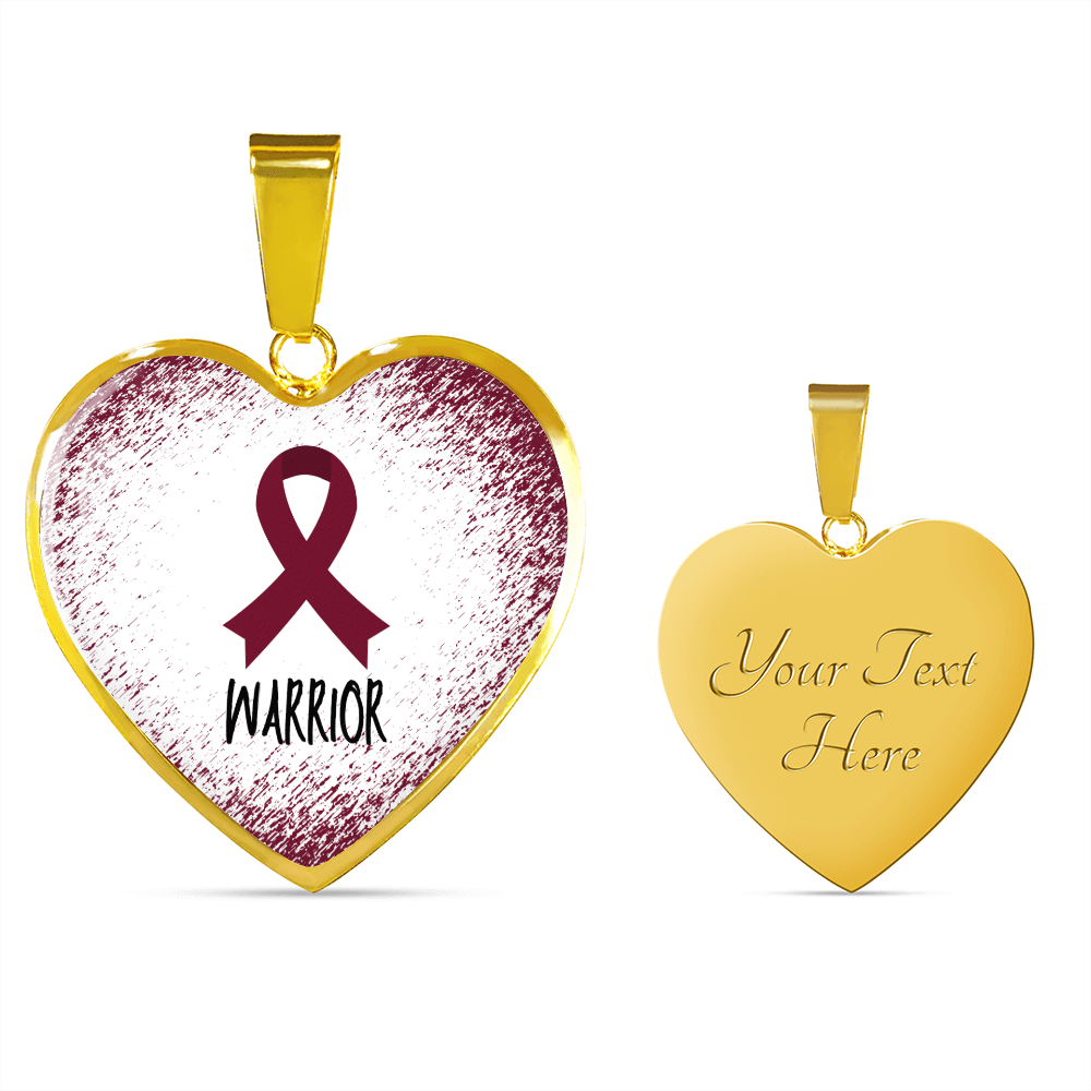 Burgundy Awareness Ribbon Necklace Gift, Heart Pendant Necklace, Snake Chain, Silver Tone, Gold Tone